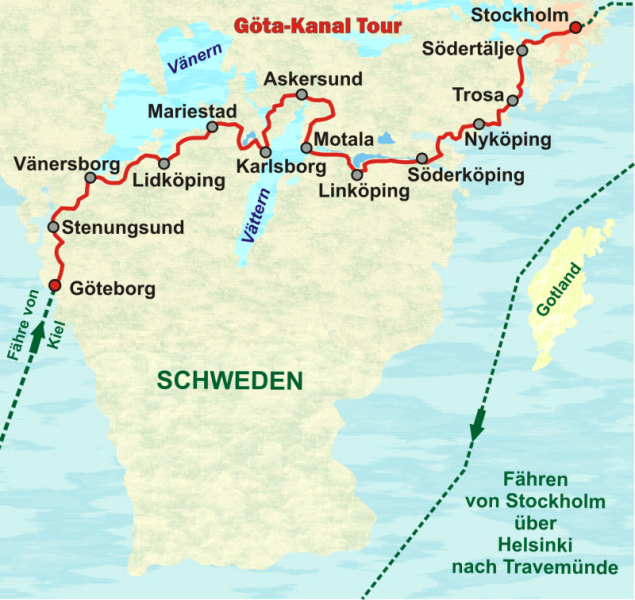 Göta-Kanal Tour | Radreise von Göteborg bis vor die Tore von Stockholm
